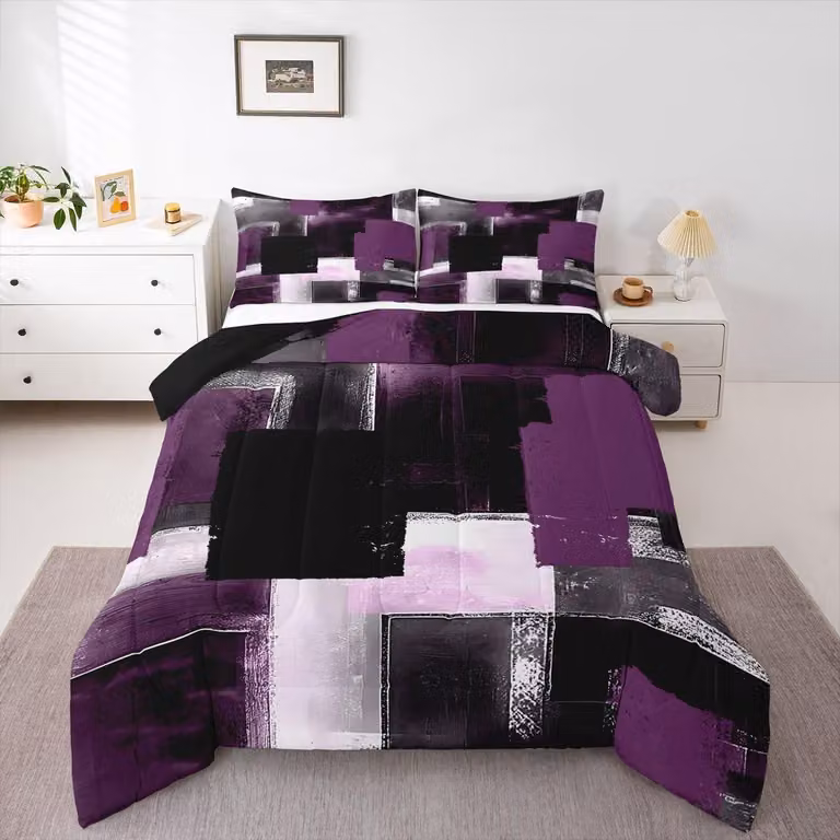 Set di lenzuola con copripiumino geometrico - Moderno e traspirante - Misura matrimoniale