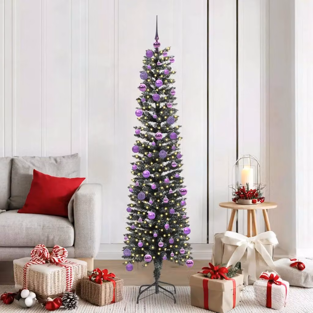 Albero di Natale artificiale moderno vidaXL verde con 300 LED luce bianca calda