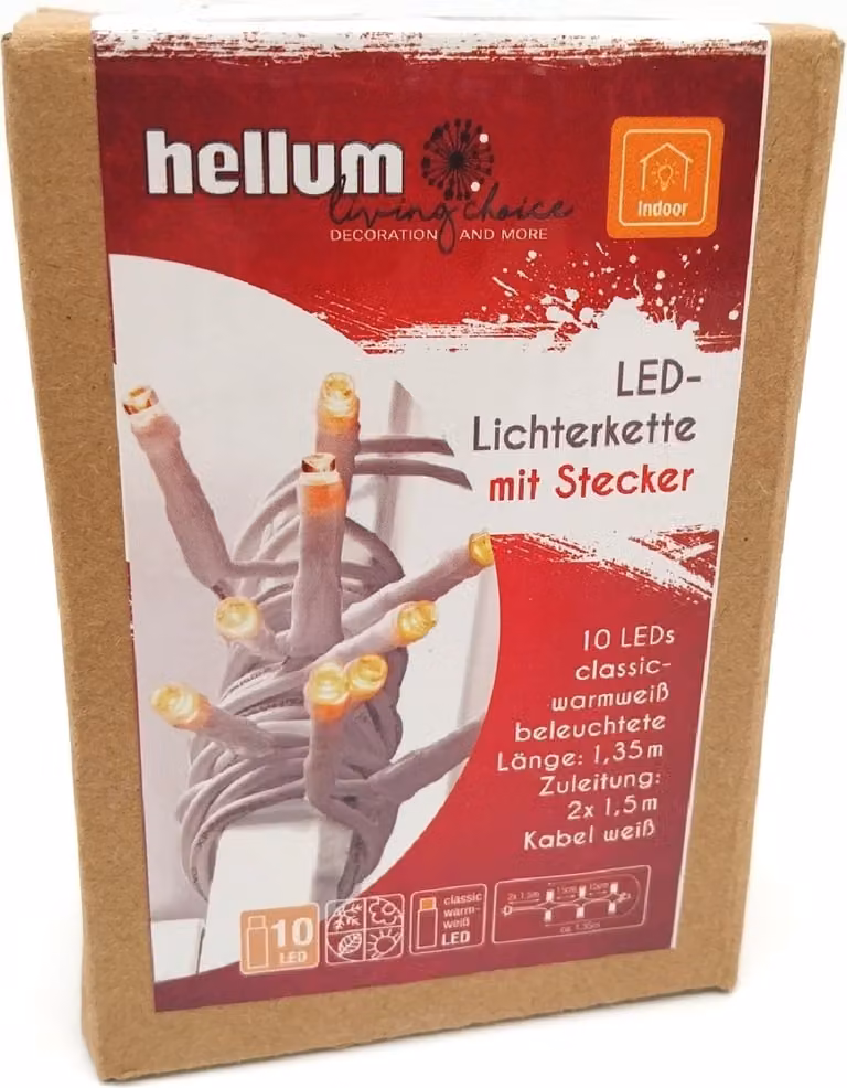 Ghirlanda luminosa Helligum LED, lunghezza 1,35 m, luce bianco caldo, per interni, decorativa in stile classico