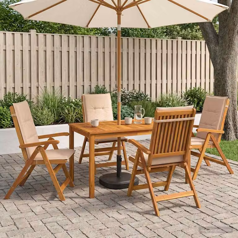 Set da giardino vidaXL composto da 5 pezzi in legno di acacia oliato beige e marrone per 4 persone