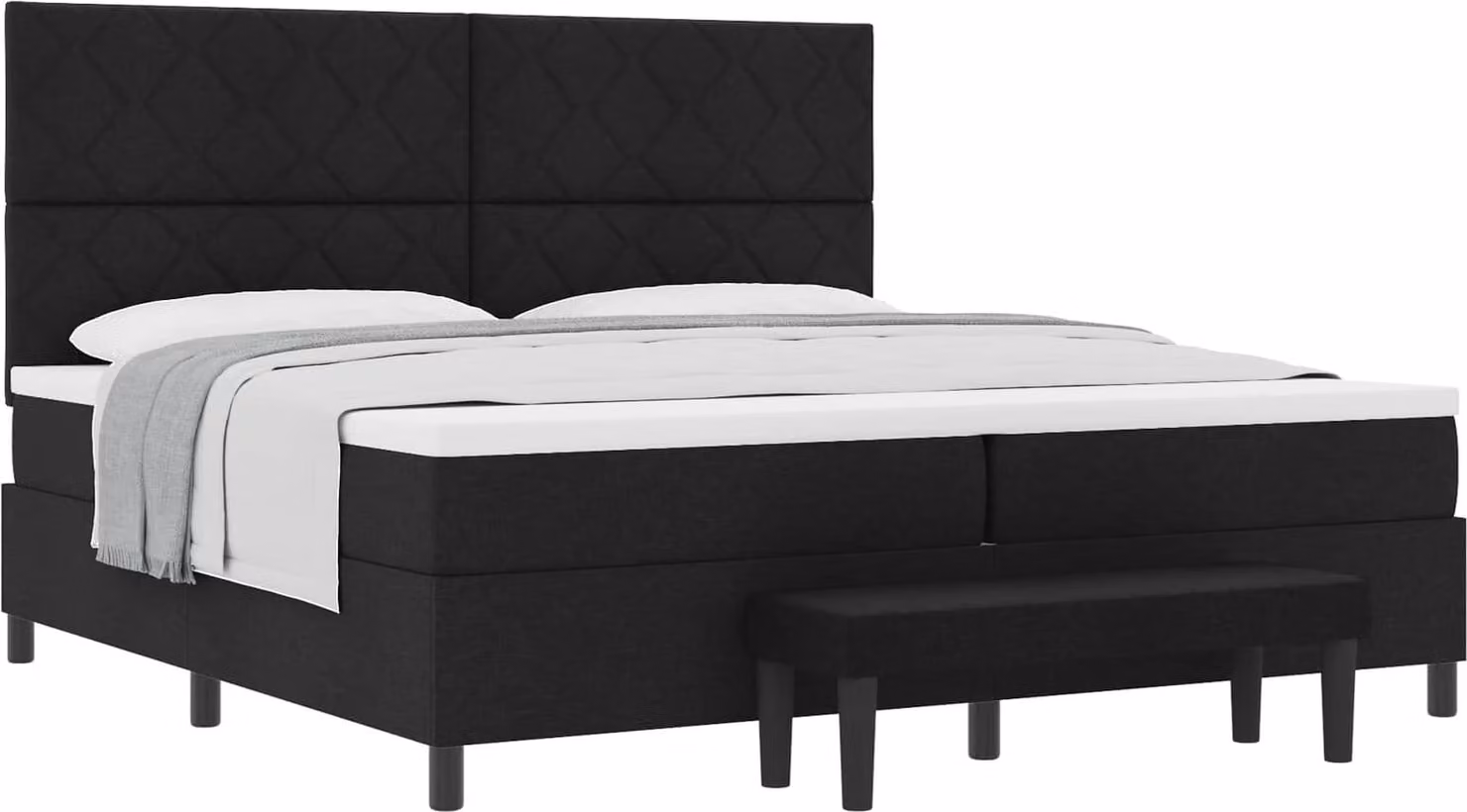 Letto a molle con testiera Nero 200 x 200 cm Tessuto