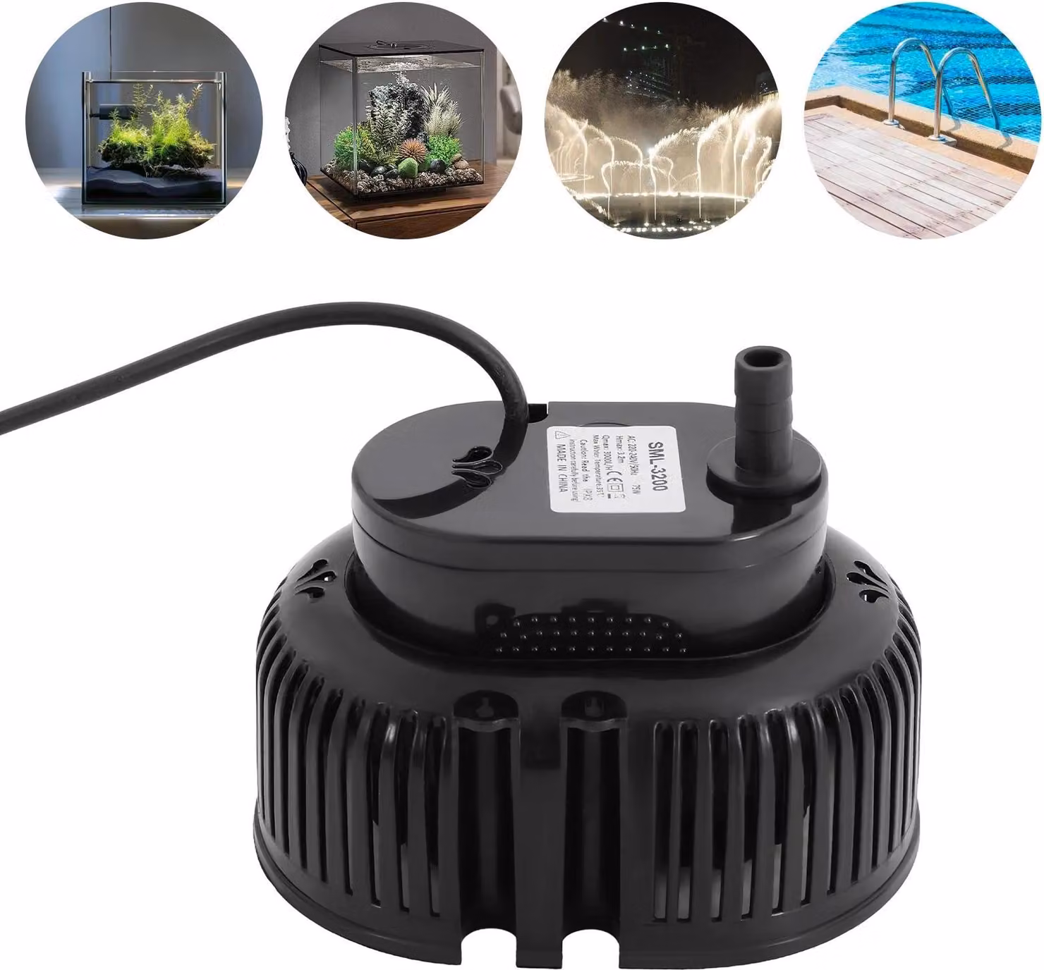 Pompa per copertura piscina - Pompa sommersa per acque sporche - 75 W - Prevalenza max. 3,2 m - Spina UE 220 V - Per svuotare la piscina - Verde
