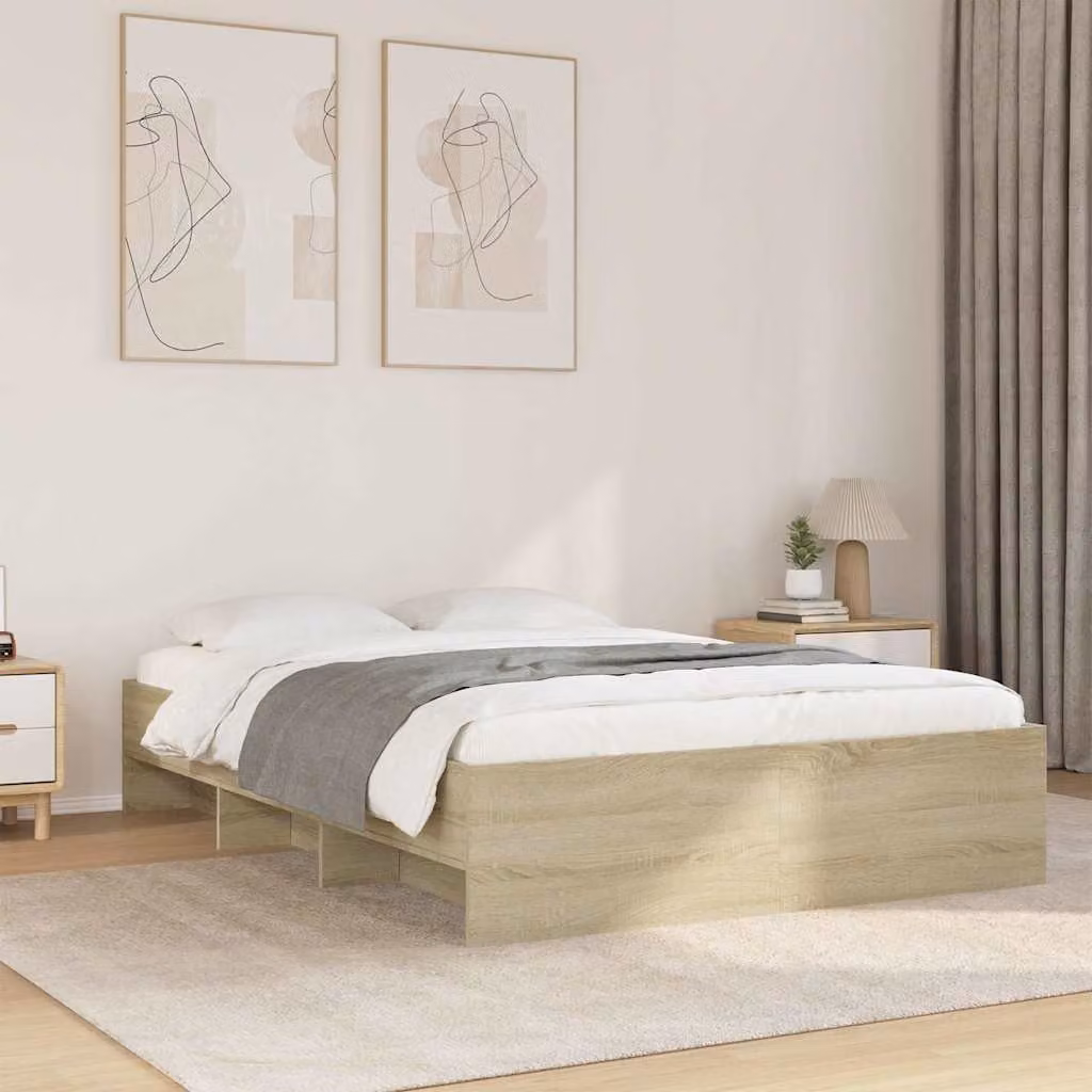 vidaXL Giroletto in Rovere Sonoma con Doghe in Legno, L/P: 120 x 200 cm