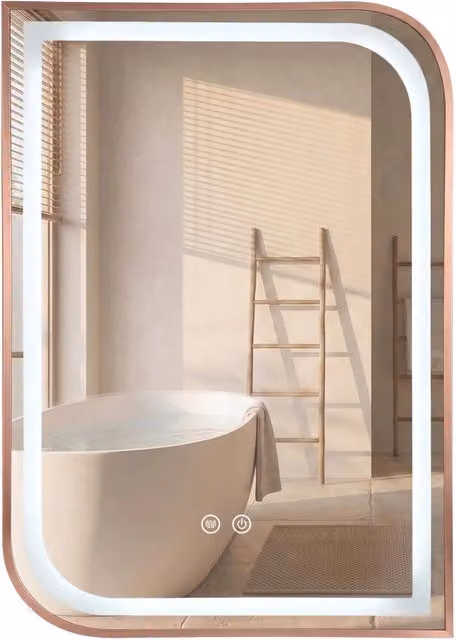 Specchio LED Rea Zone con Touch Switch e Dimmerabile, Colore Rose Gold, L: 70 cm, H: 50 cm