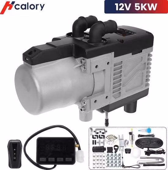 Riscaldatore di Stazionamento - 12V 8kW Riscaldatore d'Aria - Consumo di Carburante 0.1~0.24L - Riscaldatore d'Aria e Riscaldatore Auto - Per auto, autobus, camper, camion, veicoli tecnici - colore argento