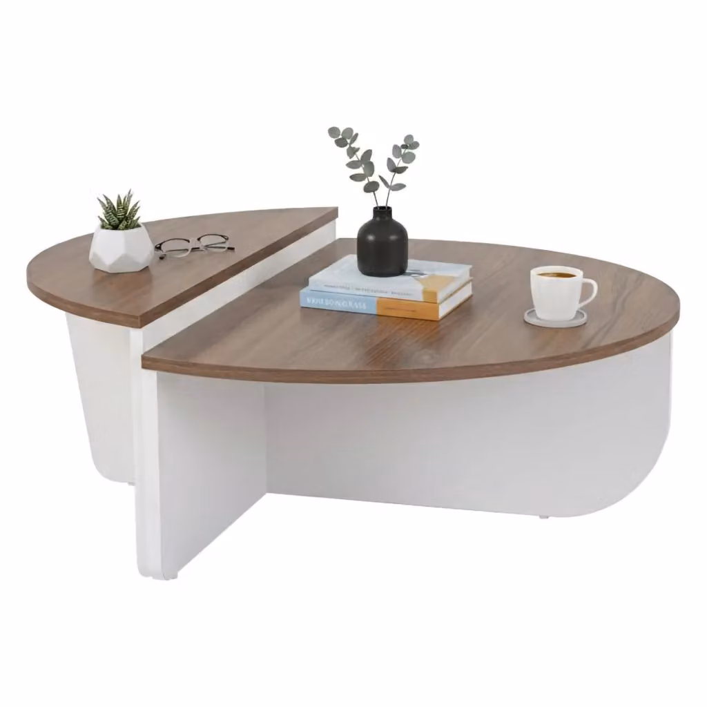 Mansue Tavolino da Salotto Moderno con Portariviste in Legno, L/P/H: 126 x 60 x 35 cm, Marrone e Bianco – 2