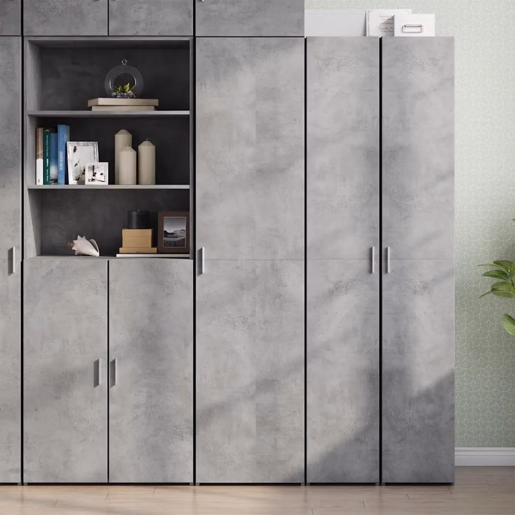 Credenza moderna vidaXL in legno MDF Grigio Cemento L 45 cm, P 42,5 cm, H 185 cm