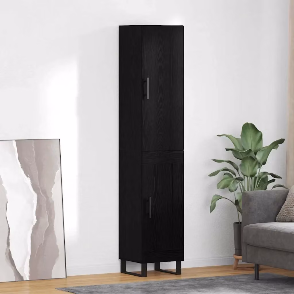 Credenza Buffet da pranzo moderna in legno multistrato Rovere Nero L: 34,5 cm, P: 34 cm, H: 180 cm – 2