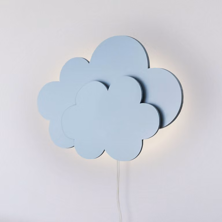 Elobra Applique a LED Wölkchen con spina, blu, legno, dimmerabile Wölkchen,, Blu, Cameretta, Legno, Applique