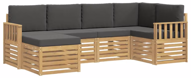 Set di divani da esterno, 6 pezzi, bianco e antracite