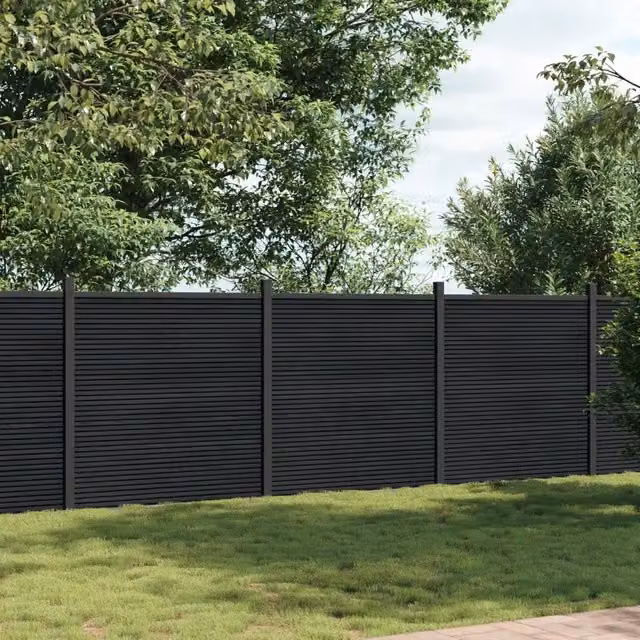 vidaXL Pannello di Recinzione in WPC e Alluminio Grigio Antracite L: 526 cm, H: 186 cm