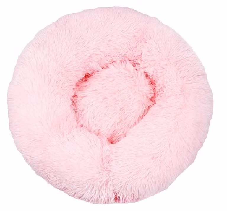 Cuccia per cani, cuccia per gatti, morbida, rotonda, in peluche, 40 cm, rosa chiaro