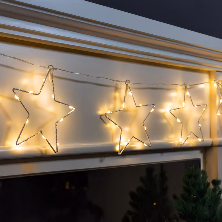 1.01 luci fiabesche a LED con 8 stelle - lunghezza totale circa 205 cm - tenda luminosa con ventose