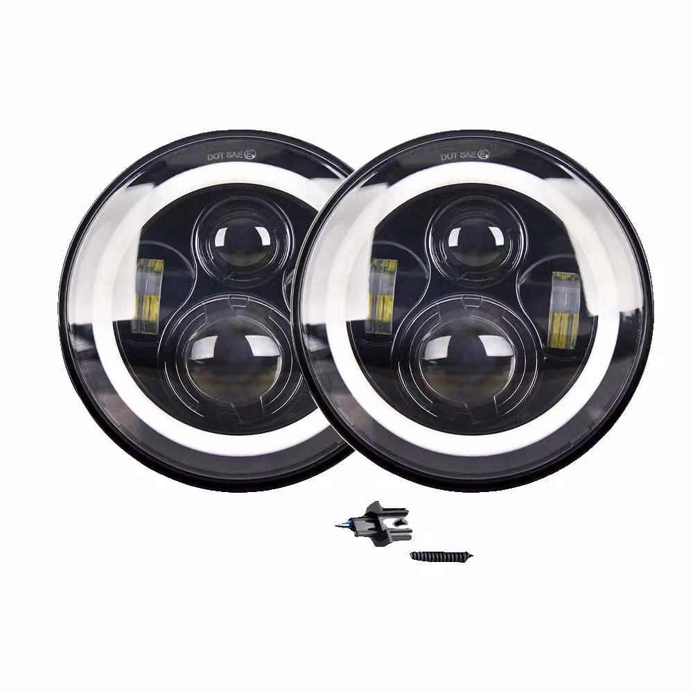 Fari a LED da 7 pollici, con funzione di luci abbaglianti/anabbaglianti, grado di protezione IP68 (impermeabili), colore grigio scuro