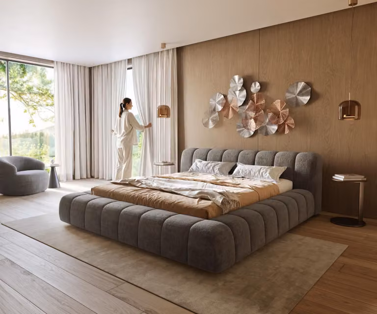 DELIFE Struttura letto imbottita Cutio 180x200 cm Bouclé Soft Mud