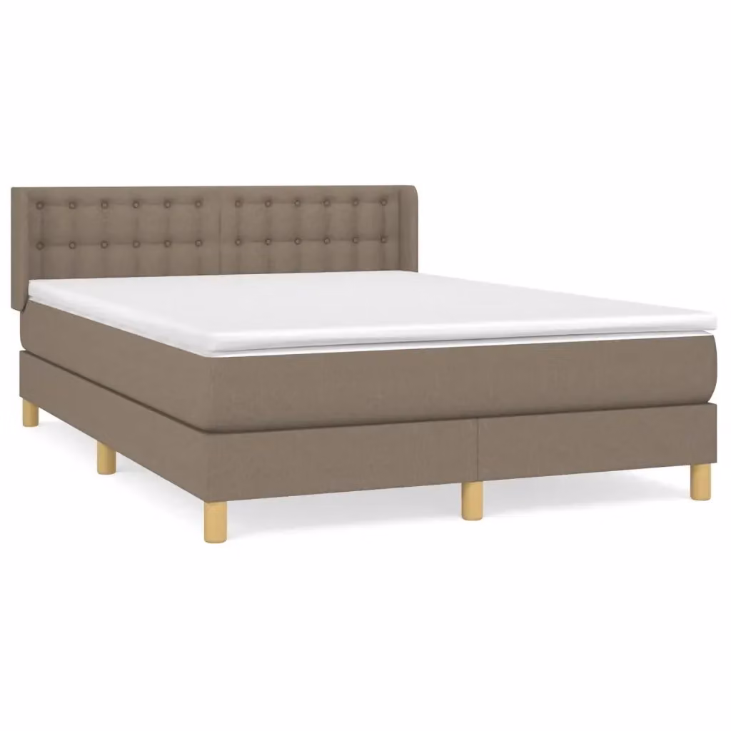 vidaXL Letto Ibrido con Giroletto a Molle e Materasso in Tessuto Beige e Bianco L/P/H: 147 x 203 x 88 cm – 2