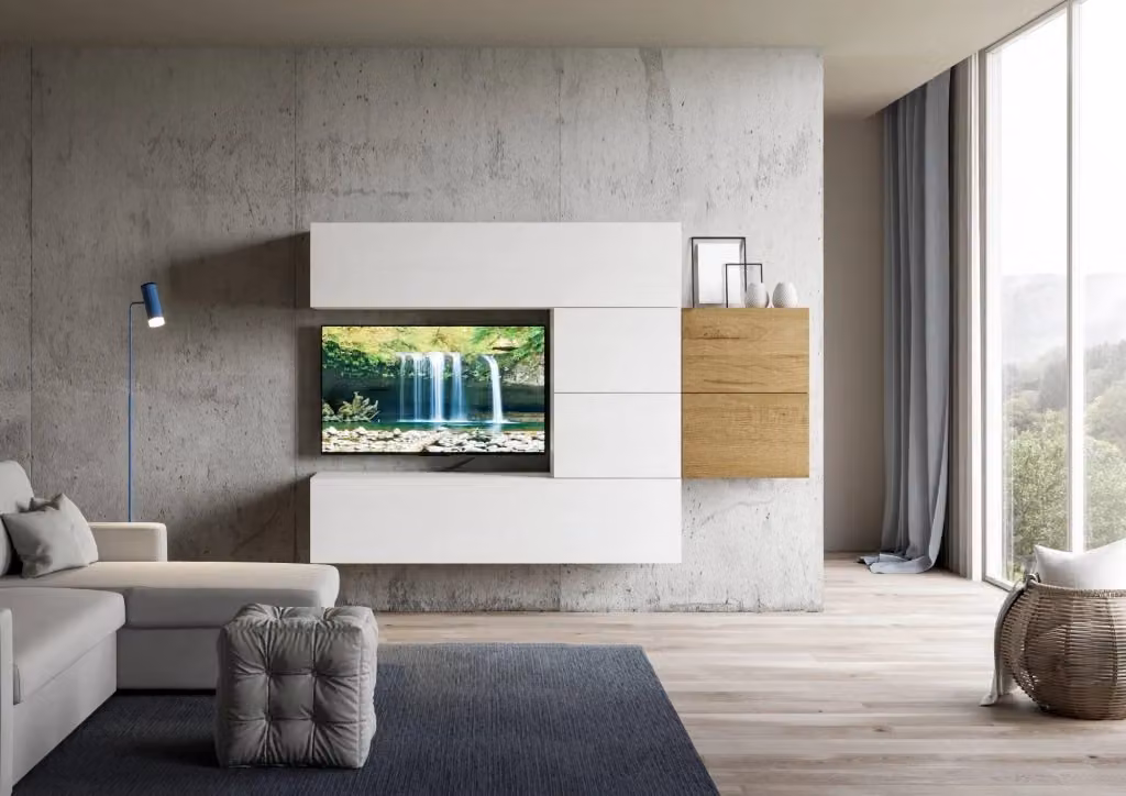 Composizione parete soggiorno moderna Itamoby bianca L: 234 cm, H: 160 cm, P: 39,2 cm – 2