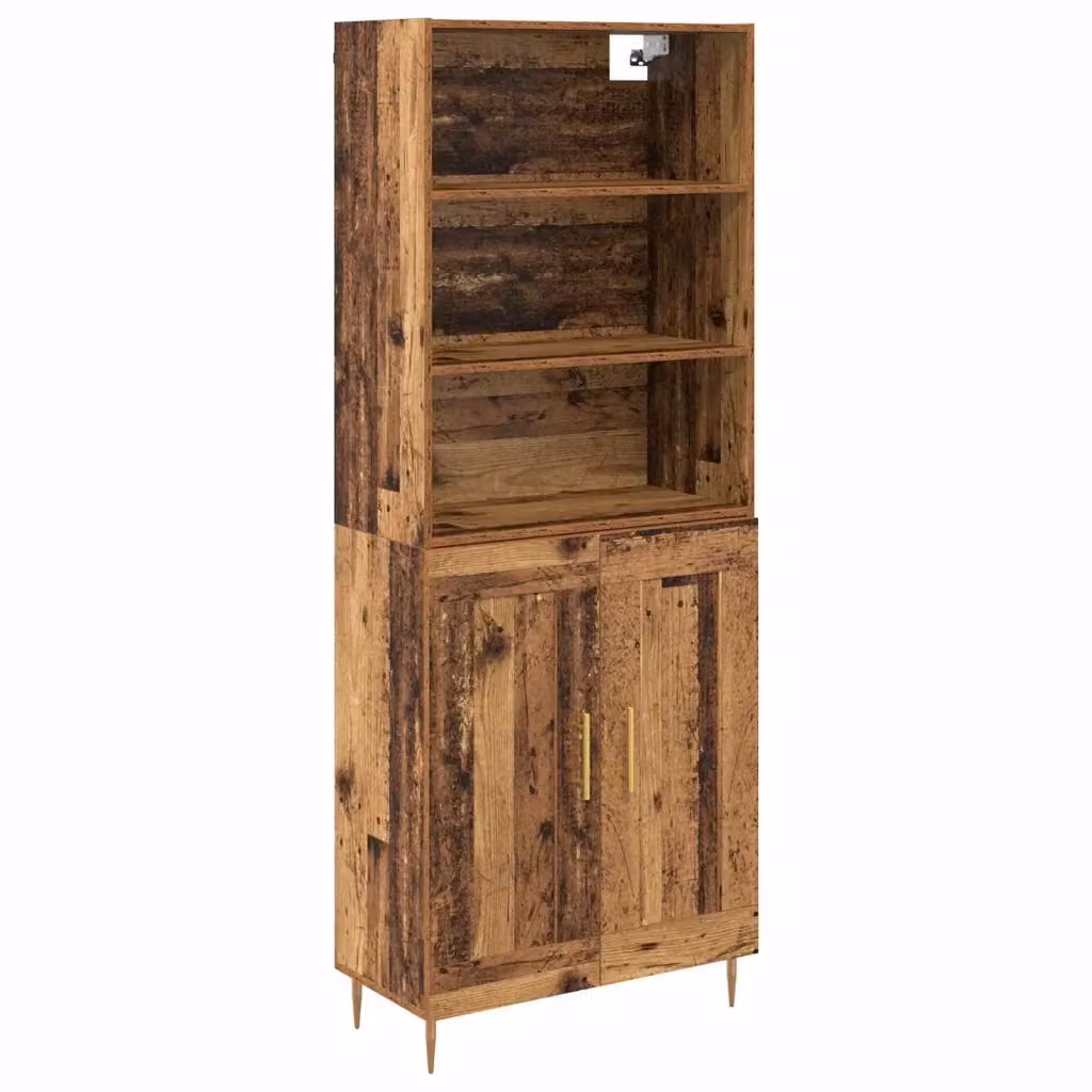Credenza moderna vidaXL in legno e metallo color marrone L: 69,5 cm, P: 34 cm, H: 180 cm – 2