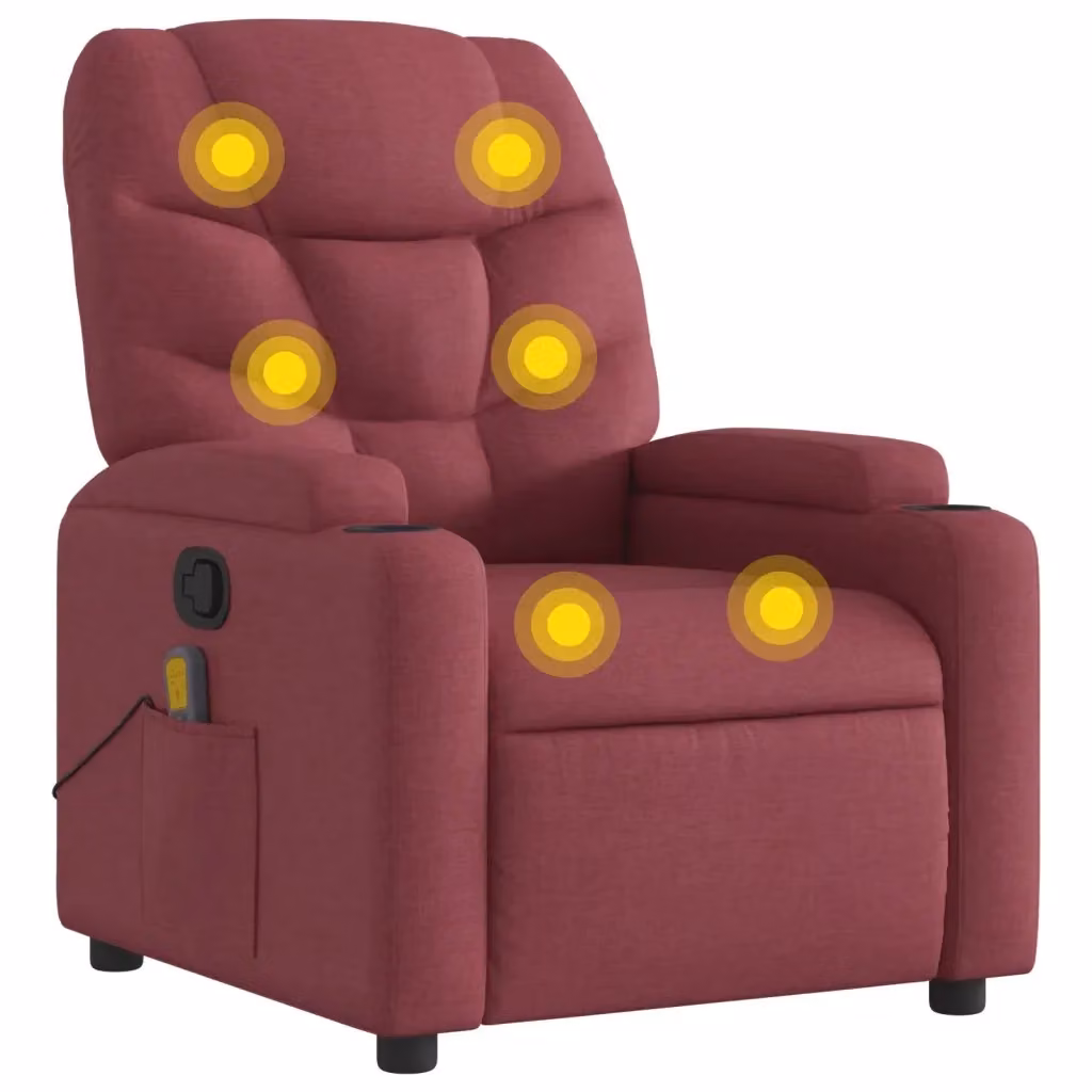Poltrona Reclinabile Relax vidaXL in Tessuto Rosso con Braccioli e Regolazione Manuale – 2