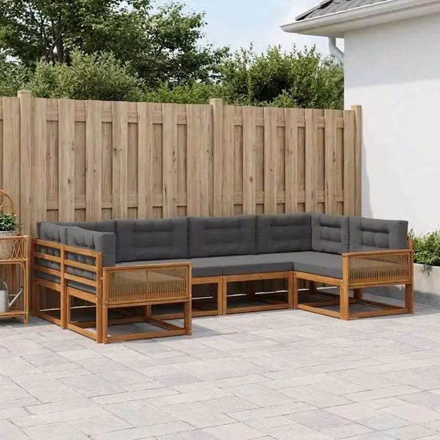 Set di divani da esterno 6 pz Naturale e Antracite 3382850