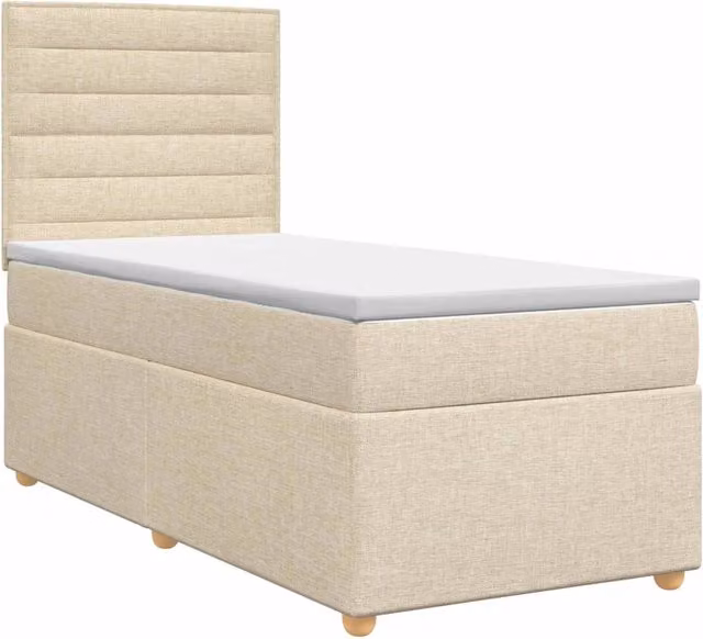Letto box spring con materasso Crema 90 x 190 cm Tessuto 3453772