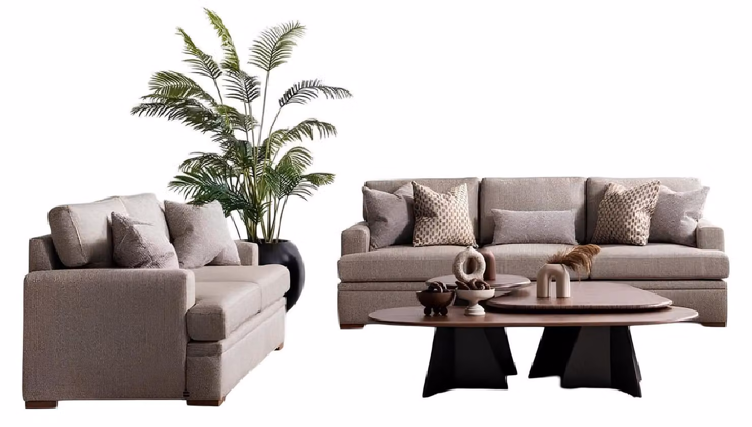 2-teiliges Wohnzimmer-Set: 3-Sitzer und 2-Sitzer in modernem Design.