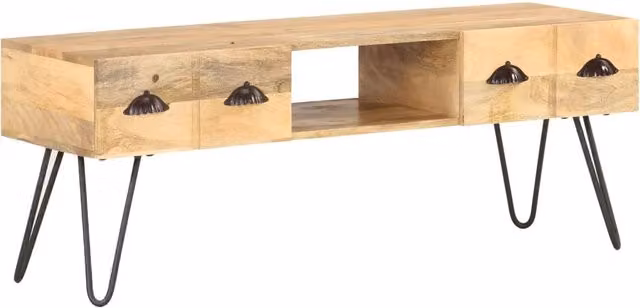 Mobile TV multimediale mensola per TV credenza per TV sala da pranzo soggiorno camera da letto 120 x 35 x 45 cm legno massello di mango marrone 02_0025864