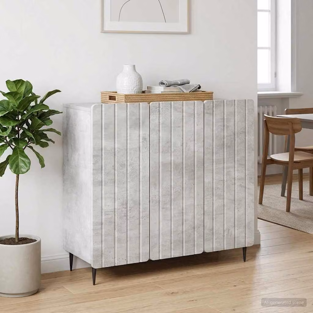 Credenza moderna vidaXL in legno ingegnerizzato e metallo, colore grigio, L 89 x P 34,5 x H 82 cm