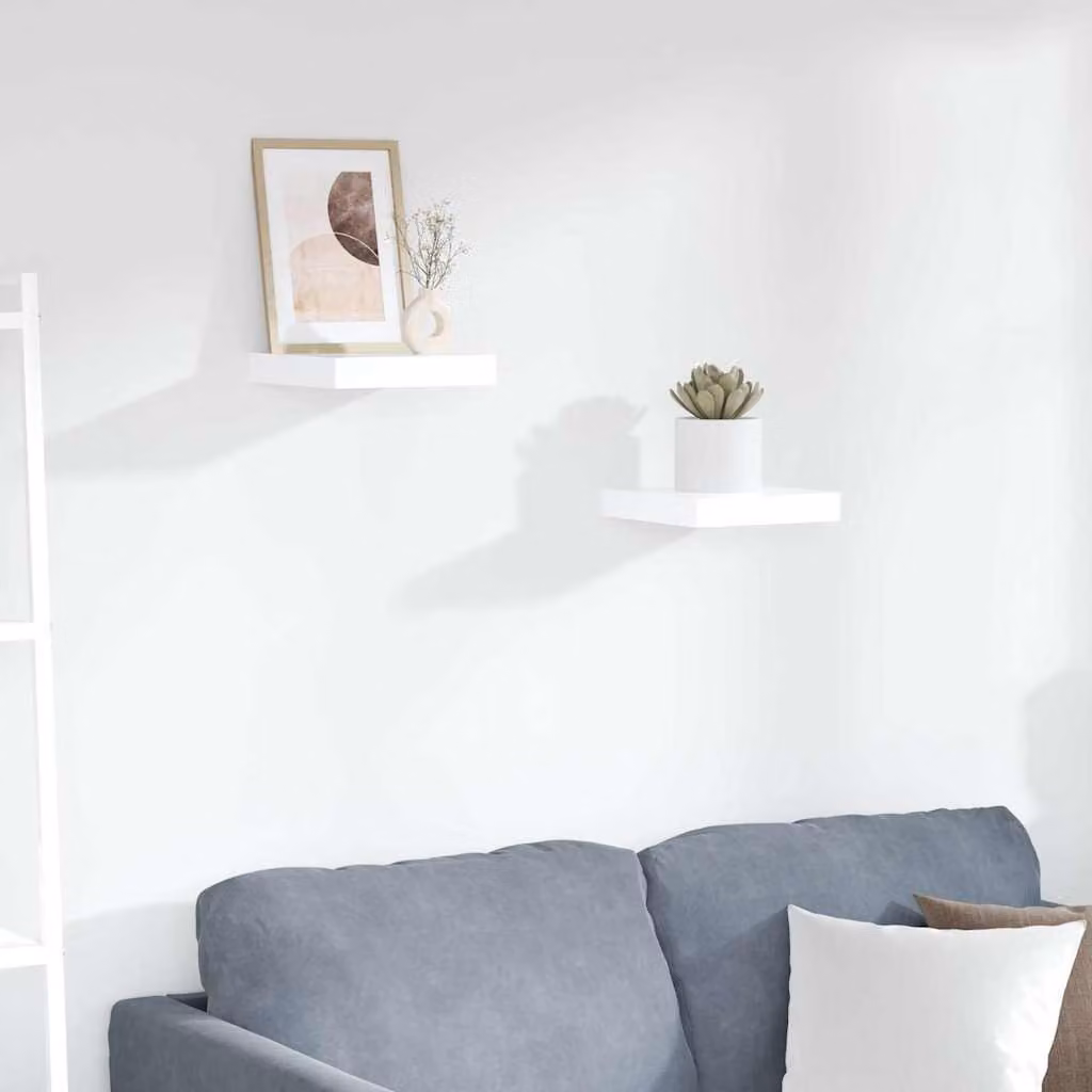 Set di 2 Scaffali a Parete vidaXL in MDF Bianco Lucido L: 23 cm, P: 23,5 cm, H: 3,8 cm