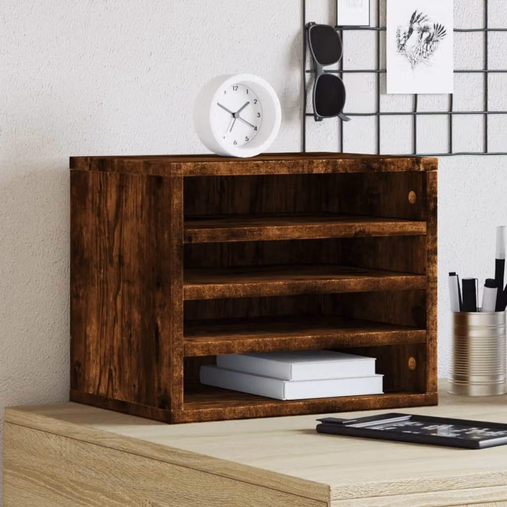 Maison Exclusive - Organizer da scrivania in rovere affumicato 36x26x29,5 cm Materiale ligneo