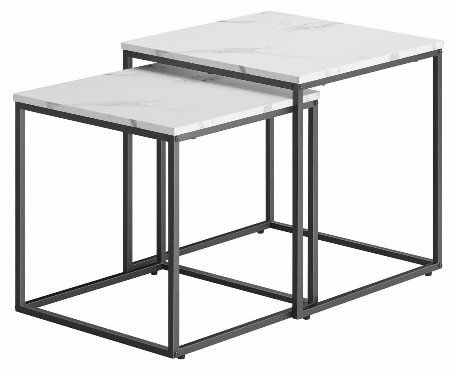 Tavolino Da Salotto - Leobert - Marmo/Gambe Nere - 50 X 50 X 50,5 Cm - Set Da 2