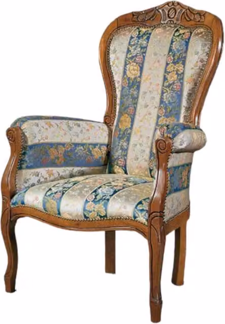 Poltrona imbottita in legno di faggio con decorazioni floreali e braccioli Mobili 2G L/P/H: 104 x 52 x 36 cm – 3