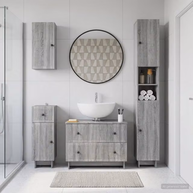 Set di Mobili da Bagno da 4 Pezzi EDE Sonoma grigio 3417906