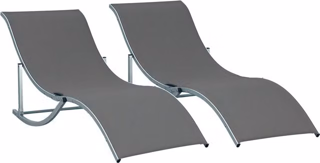 Set di 2 Sdraio da Giardino Pieghevoli Outsunny in Alluminio e Textilene, Colore Nero e Grigio, L/P/H: 165 x 61 x 63 cm