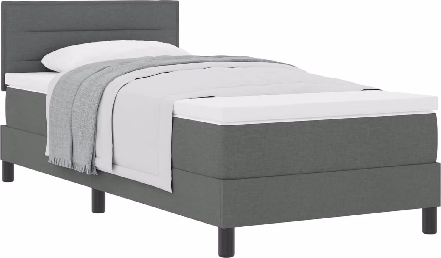 vidaXL Letto a molle con testiera grigio scuro 100 x 200 cm in tessuto