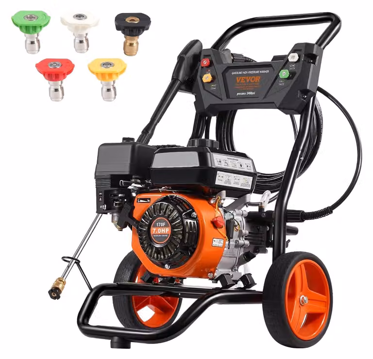 Idropulitrice a benzina - Idropulitrice - Macchina per la pulizia - Pressione: 3400 PSI - Motore: 210cc, 7 CV