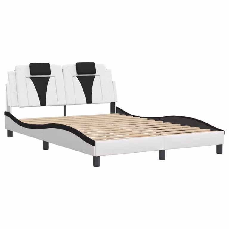 Giroletto Viana senza Materasso Bianco e Nero 140x190 cm in Pelle finta