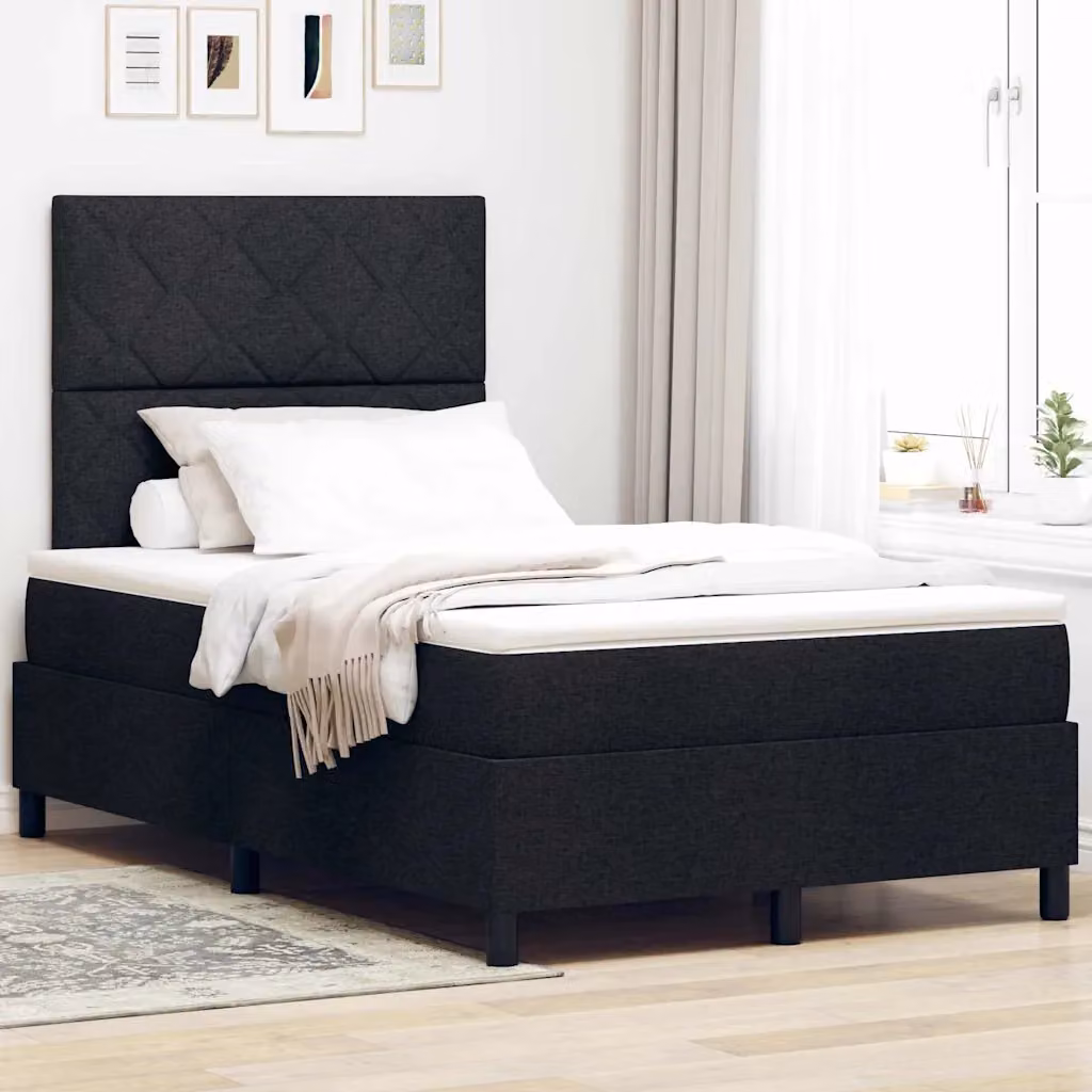 Letto a molle con materasso e illuminazione LED vidaXL, Nero, L/P/H: 200 x 120 x 33 cm