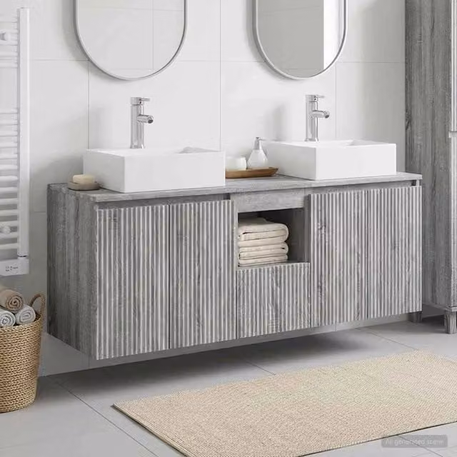 Set di Armadi da Bagno 3 pz Sonoma grigio 129 x 41 x 79.5 cm 3405653
