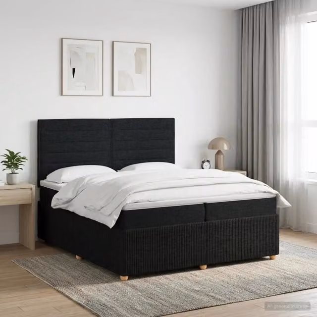 Letto box spring con materasso ibrido vidaXL Nero 200 x 200 cm – 1