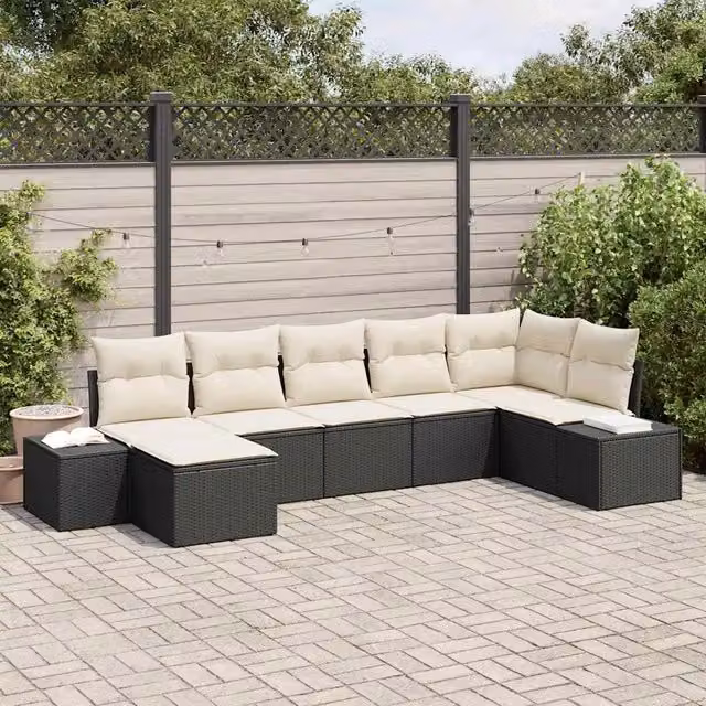 Set Divano da Giardino 7 pz Nero polyrattan 3355816