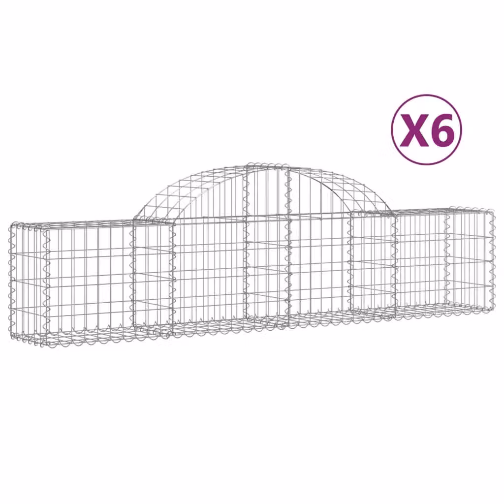 Cesti Gabbioni ad Arco 6 pz 200x30x40/60 cm Ferro Zincato