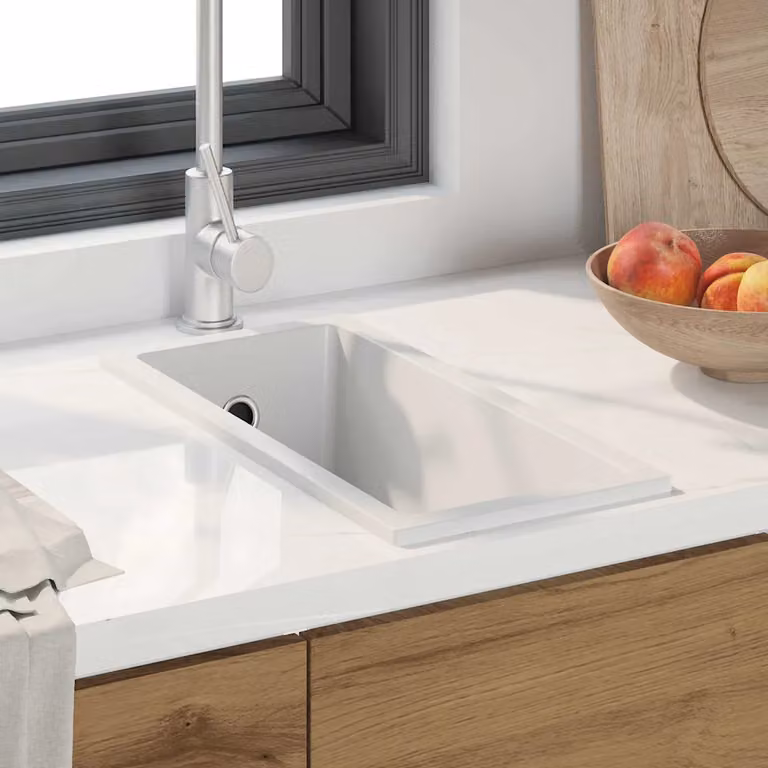 Lavello da cucina vidaXL in granito bianco L/P/H: 21 x 44 x 14 cm