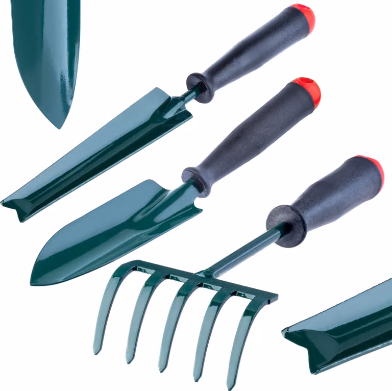 KADAX set di attrezzi da giardino 3in1 cazzuola rastrello tagliasiepe forte