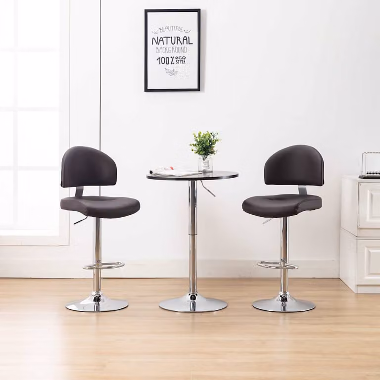 Set di 2 sgabelli da bar regolabili vidaXL in similpelle marrone con base girevole a 360 gradi