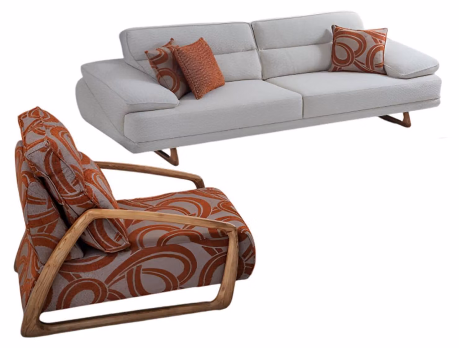 Luxuriöse Sofagarnitur Designer 3-Sitzer Stoffsessel Wohnzimmer Set