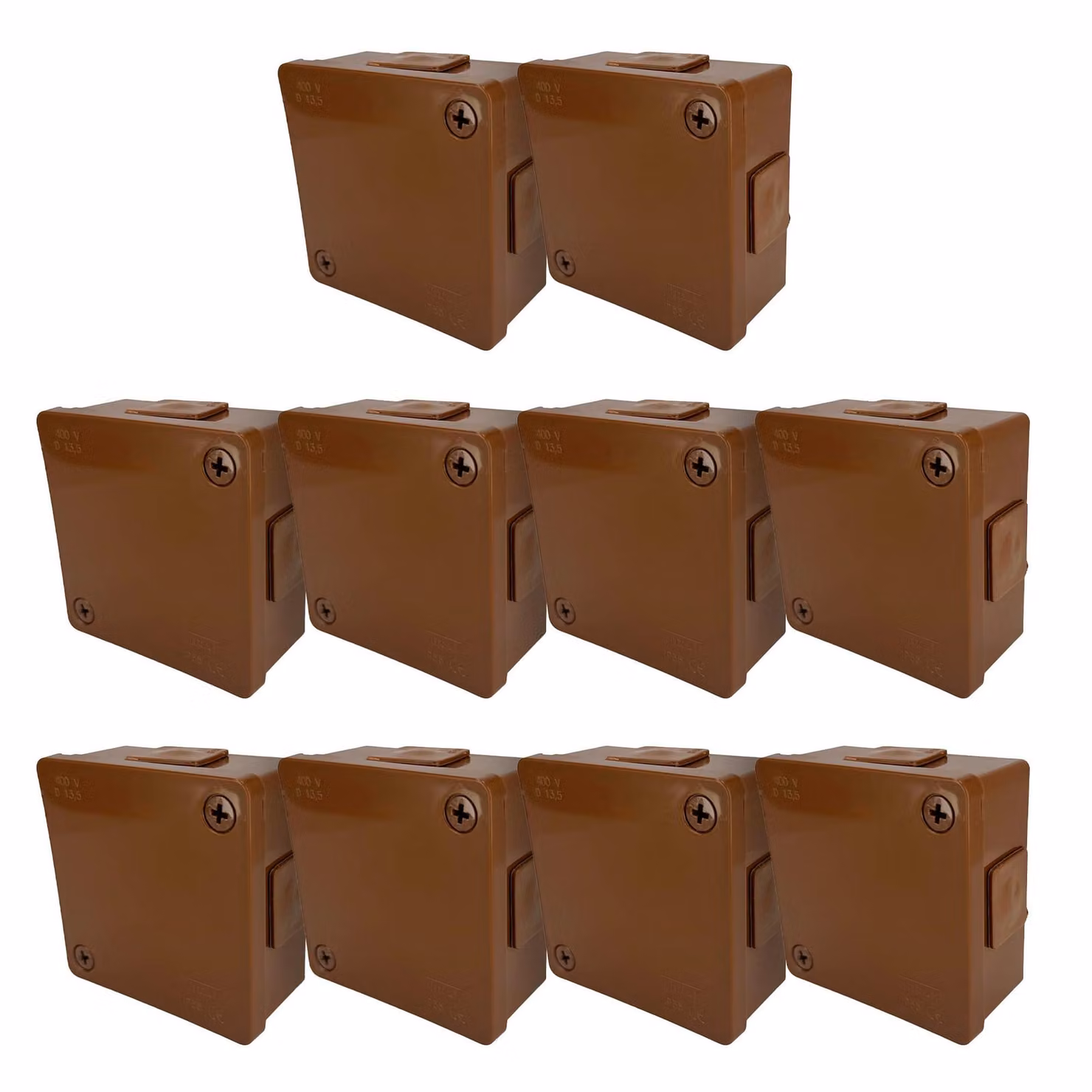 10x scatola per montaggio esterno 86x86x40mm IP55 4 ingressi cavi 2 viti, gommini marrone VP-21 EDO777908 EDO Technic
