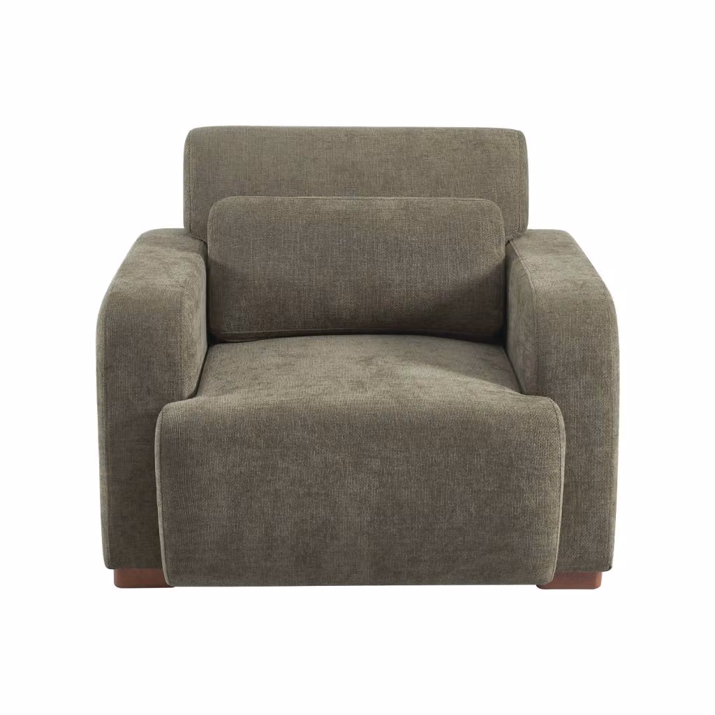 Poltrona relax SWEEEK in tessuto con gambe in legno, verde grigio – 2