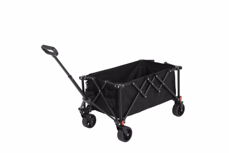 Carrello a mano AIORBER, 80 L, pieghevole, staccabile, manico auto-raddrizzante, trolley, per campeggio, spiaggia, 76,98x48x45cm, nero