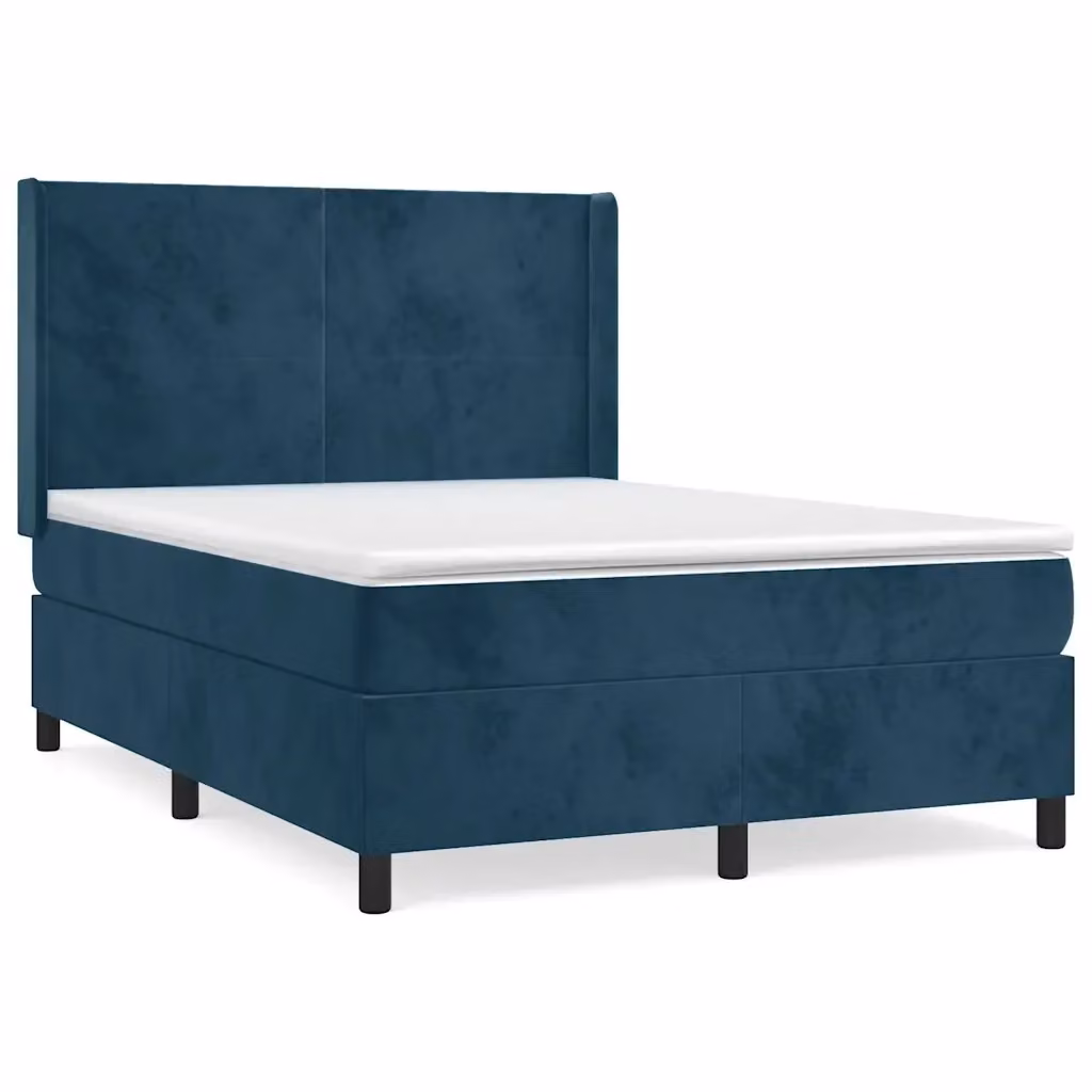 Letto Ibrido con Giroletto a Molle e Materasso vidaXL in Velluto Blu e Bianco L/P/H: 147 x 203 x 128 cm – 2
